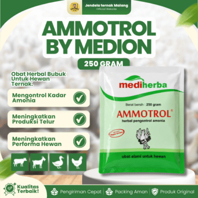 AMMOTROL 250 GRAM BY MEDION – Herbal Penghilang Dan Pengontrol Bau Kotoran Hewan Ternak Dan Unggas.