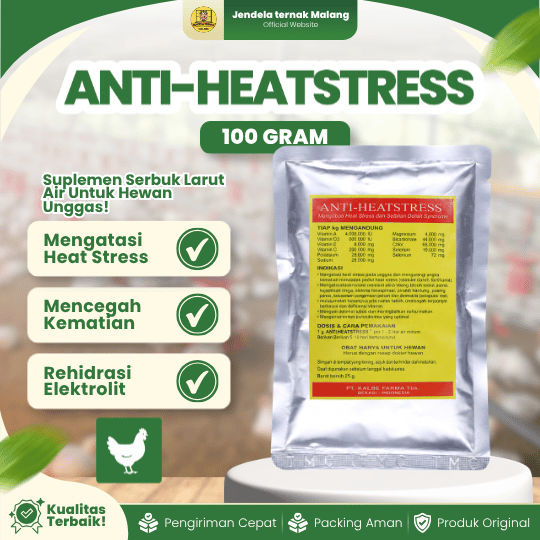 ANTI-HEATSTRESS 100 GRAM BY TMC- Untuk Mengatasi Heat Stres Dan Sudden Death Syndrome.