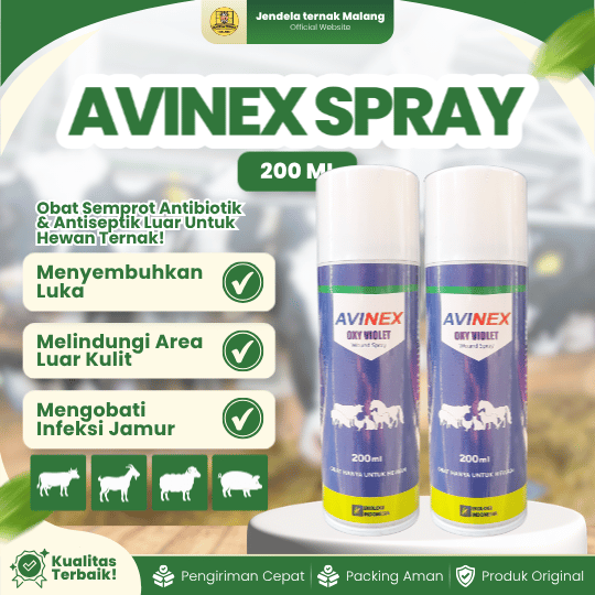 AVINEX SPRAY 200 ML- Mengobati Luka & Mencegah Infeksi Kulit Pada Hewan Like LIMOXIN SPRAY.