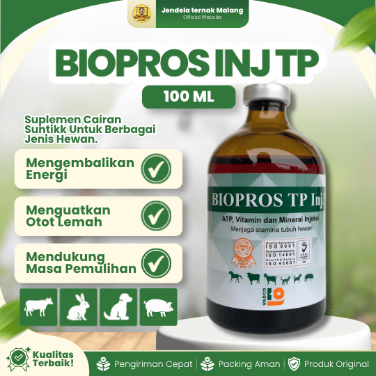 BIOPROS TP INJ. 100 ML BY VADCO - Vitamin Mineral Penguat Otot & Jaga Stamina Tubuh Hewan.