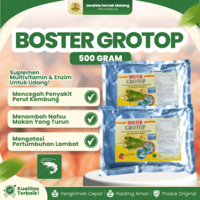 BOSTER GROTOP 500 GRAM – Suplemen Untuk Meningkatkan Nafsu Makan dan Pertumbuhan Udang.