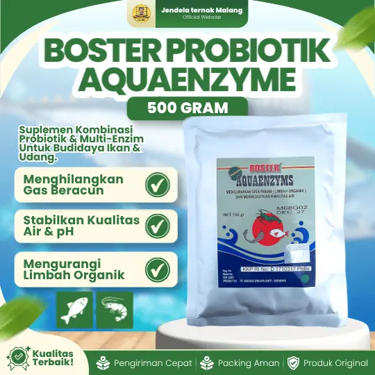 BOSTER IKAN AQUAENZYM 500 GRAM – Untuk Meningkatkan Kualitas Air Lingkungan Budidaya Ikan Dan Udang.