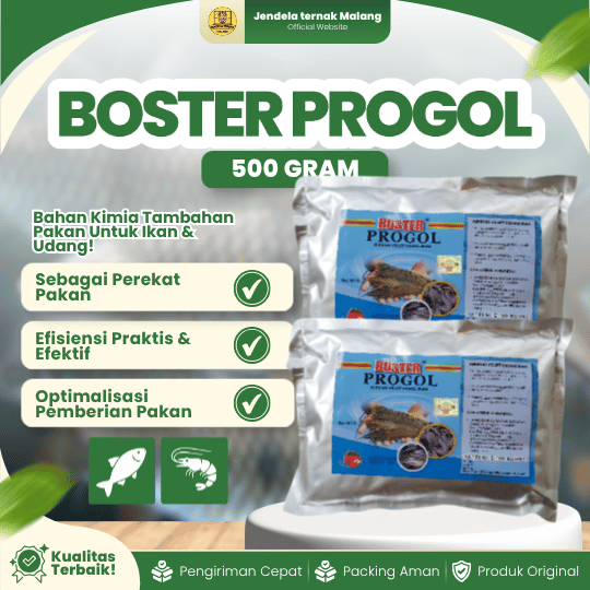 BOSTER PROGOL 500 GRAM - Pengganti Fungsi Telur Dan Minyak Ikan Dan Perekat Pellet Ikan dan Udang.