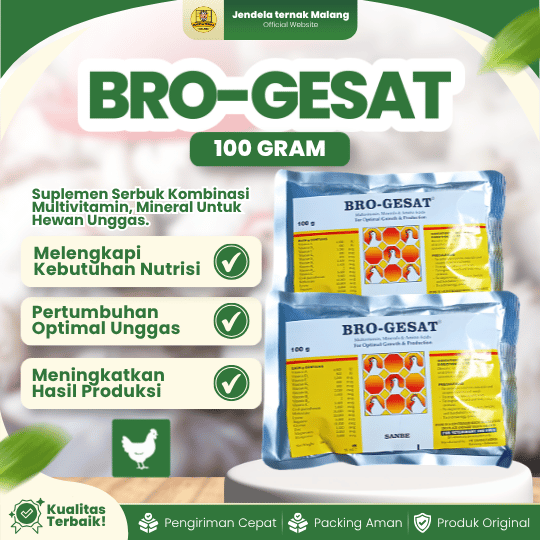 BRO-GESAT 100 GRAM - Multivitamin, Mineral Dan Asam Amino Untuk Pertumbuhan Unggas.
