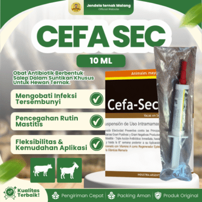 CEFA SEC 10 ML –  Untuk Mastitis, Masa Kering, Seperti Depolac Cloxa Ben Dry Cow.