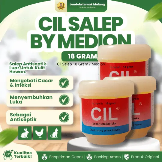 CIL SALEP 18 GRAM BY MEDION – Salep Cacar, Infeksi Luka, Sorehock Untuk Kelinci, Kucing, Ayam.