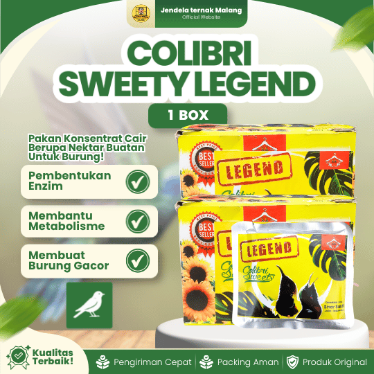 COLIBRI SWEETY LEGEND 1 BOX ISI 16 SACHET SINAR SAKTI - Nektar Cair untuk Pakan Burung Kolibri Sogon Pleci