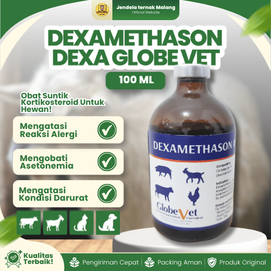 DEXA GLOBE VET 100 ML BY HOLLAND - DEXAMETHASON Analgesia, Antipiretika Dan Antiinflamasi Hewan.