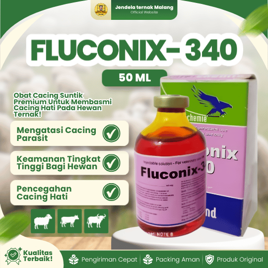 FLUCONIX- 340 50 ML -  Efektif Atasi Cacingan Hati Untuk Sapi, Kambing, Domba.