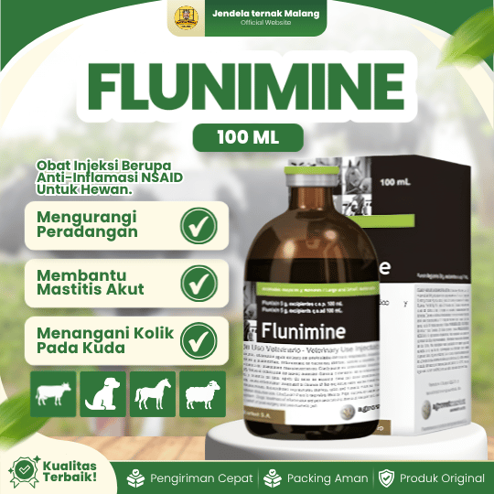 FLUNIMINE 100 ML BY AGROVET - Anti Radang, Pernapasan, Mastitis Dan Diare Like FORTIS.