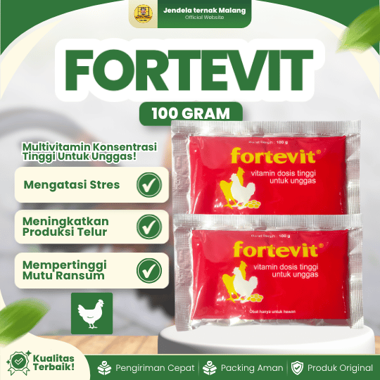 FORTEVIT 100 GRAM BY MEDION - Multivitamin Serbuk Untuk Ayam Dan Unggas.