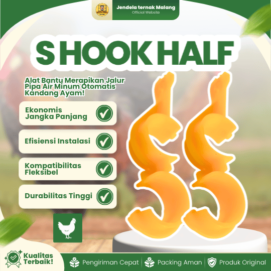 S HOOK HALF (MODEL S) - Untuk Menggantung Jalur Pipa Nipple Ayam Model-S.
