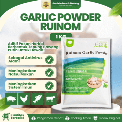 RUINOM GARLICK POWDER 1 KG – Tepung Bawang Putih Untuk Hewan Unggas & Ternak Lainnya.