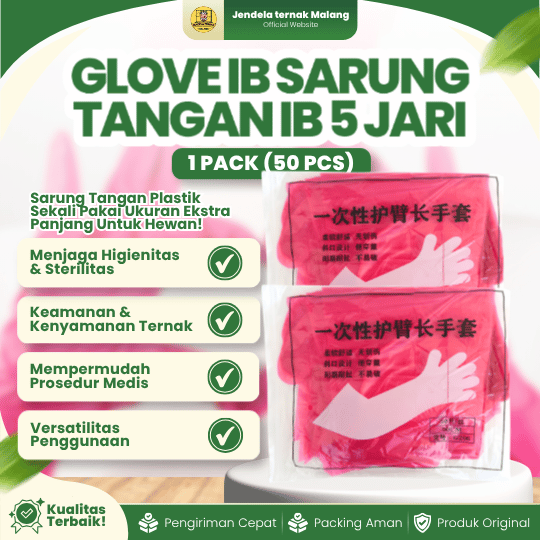 GLOVE IB SARUNG TANGAN IB 5 JARI 1 PACK 50 PCS - Sarung Tangan Inseminasi Buatan 50 pcs.