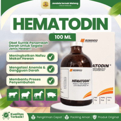 HEMATODIN 100 ML BY ROMINDO – Pemacu Pertumbuhan Dan Mencegah Anemia, Hematopioetik Hewan Ternak.