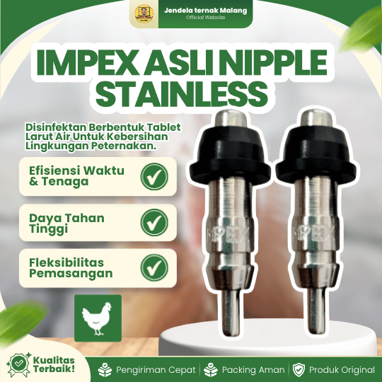 IMPEX ASLI NIPPLE STAINLESS - Drinker Tempat Minum Ayam Stainless IMPEX.