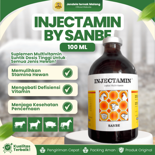 INJECTAMIN 100 ML BY SANBE - Multivitamin, Memulihkan Dan Menjaga Stamina Lengkap Untuk Hewan Ternak