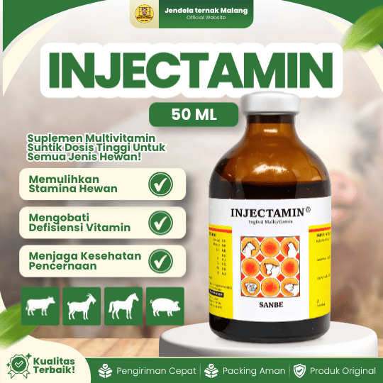 INJECTAMIN 50 ML BY SANBE - Multivitamin Lengkap Untuk Hewan Ternak