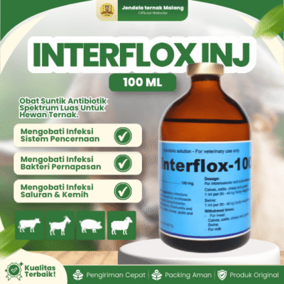 INTERFLOX 100 ML INJ – Untuk Saluran Pencernaan Dan Pernafasan Pada Hewan Ternak.