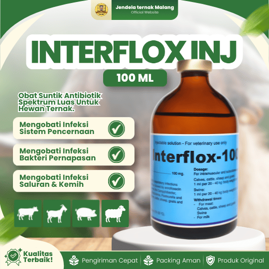 INTERFLOX 100 ML INJ - Untuk Saluran Pencernaan Dan Pernafasan Pada Hewan Ternak.