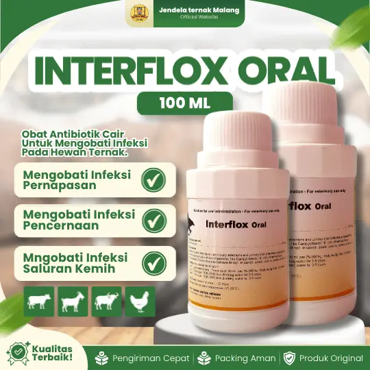 INTERFLOX ORAL 100 ML – Menyembuhkan Flu, Diare Untuk Hewan Ternak, Unggas Dan Peliharaan.