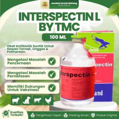 INTERSPECTIN L BY TMC 100 ML – Untuk Masalah Saluran Pencernaan Dan Pernafasan Hewan Ternak.