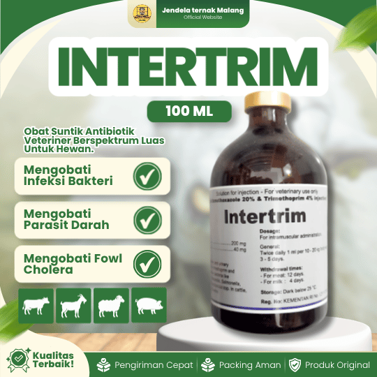 INTERTRIM 100 ML BY TMC - Infeksi Pencernaan Pernafasan, Perkencingan Dan Diare Hewan.