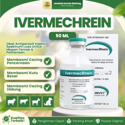IVERMECHREIN 50 ML BY RHEINVET – Ektoparasit Dan Endoparasit Untuk Ternak Dan Peliharaan.