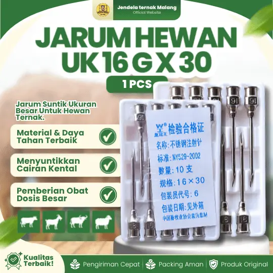 JARUM HEWAN 1 PCS UK 16 G X 30 – Jarum Suntik Hewan Sapi, Kerbau Dll.