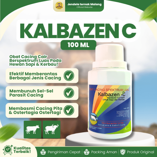 KALBAZEN C 100 ML ORIGINAL - Mencegah Cacingan Oral Ampuh Basmi Semua Jenis Cacing Hewan.