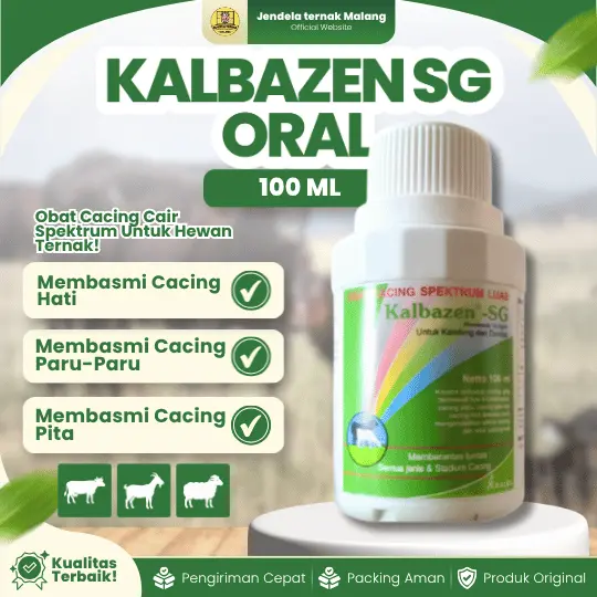 KALBAZEN SG 100 ML ORAL – Efektif Membasmi Cacing Pada Kambing, Domba Dan Sapi.