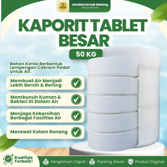 KAPORIT TABLET 1 DRUM BERAT 50 KG – Menjernihkan Air Kolam.