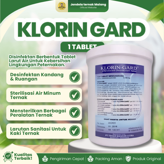KLORIN GARD 1 TABLET CLORIN - Desinfektan Effervescen Kandang, Ruangan Dan Peralatan.