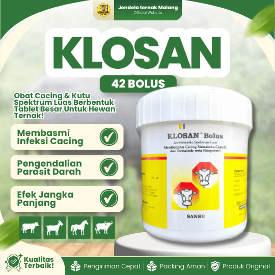 KLOSAN 42 BOLUS - Atasi Cacingan Spektrum Luas, Ektoparasit Kutu, Caplak, Tungau, Dll.