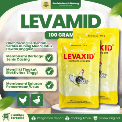 LEVAMID 100 GRAM – Ampuh Atasi Cacingan, Saluran pernapasan, Oxyspirura Mansoni Untuk Unggas.