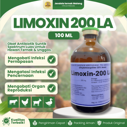 LIMOXIN 200 LA 100 ML - Untuk Pernafasan Dan Pencernaan Ternak dan Unggas