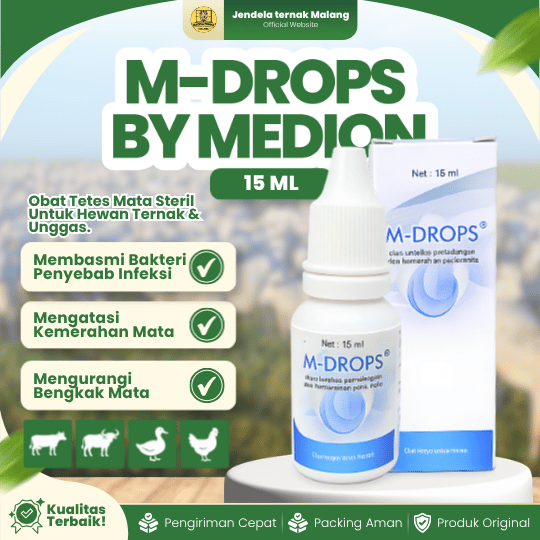 M-DROPS 15 ML MEDION – Untuk Masalah Peradangan dan Kemerahan Pada Mata Hewan
