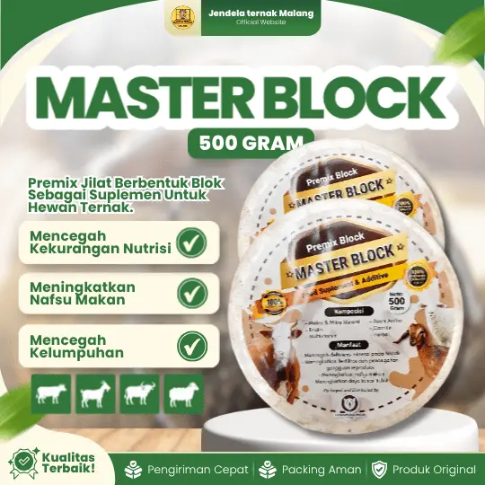 MASTER BLOCK 500 GRAM – Mineral Block Spesial Untuk Ternak Kambing, Domba, Sapi, Dll.