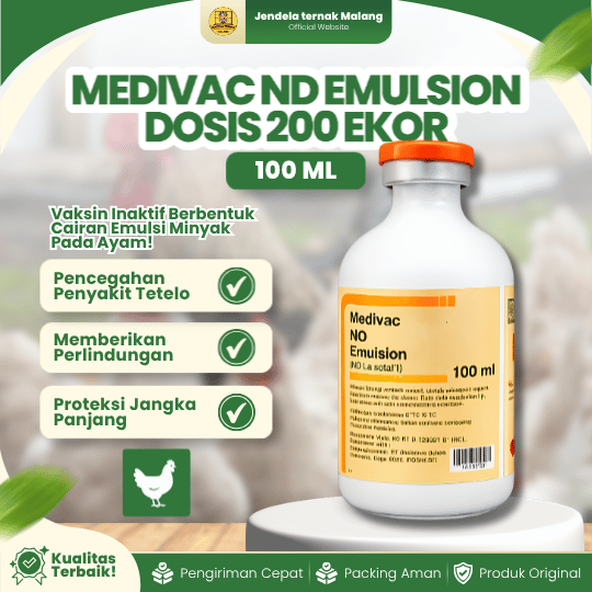 MEDIVAC ND EMULSION 100 ML DOSIS 200 EKOR - Vaksin Unggas Tetelo Serta Cacat Pada Telur.