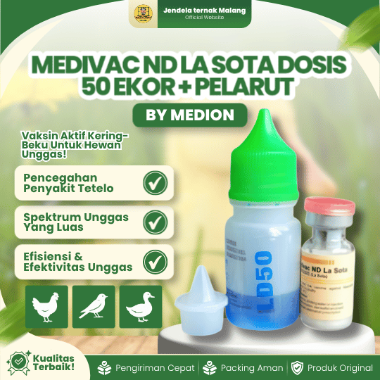 MEDIVAC ND LA SOTA DOSIS 50 EKOR + PELARUT BY MEDION - Tetelo Vaksin Untuk Unggas.