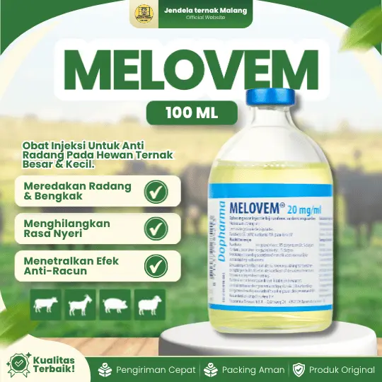 MELOVEM 100 ML – Untuk Menghilangkan Gejala Radang Seperti Panas & Nyeri Pada Hewan Ternak