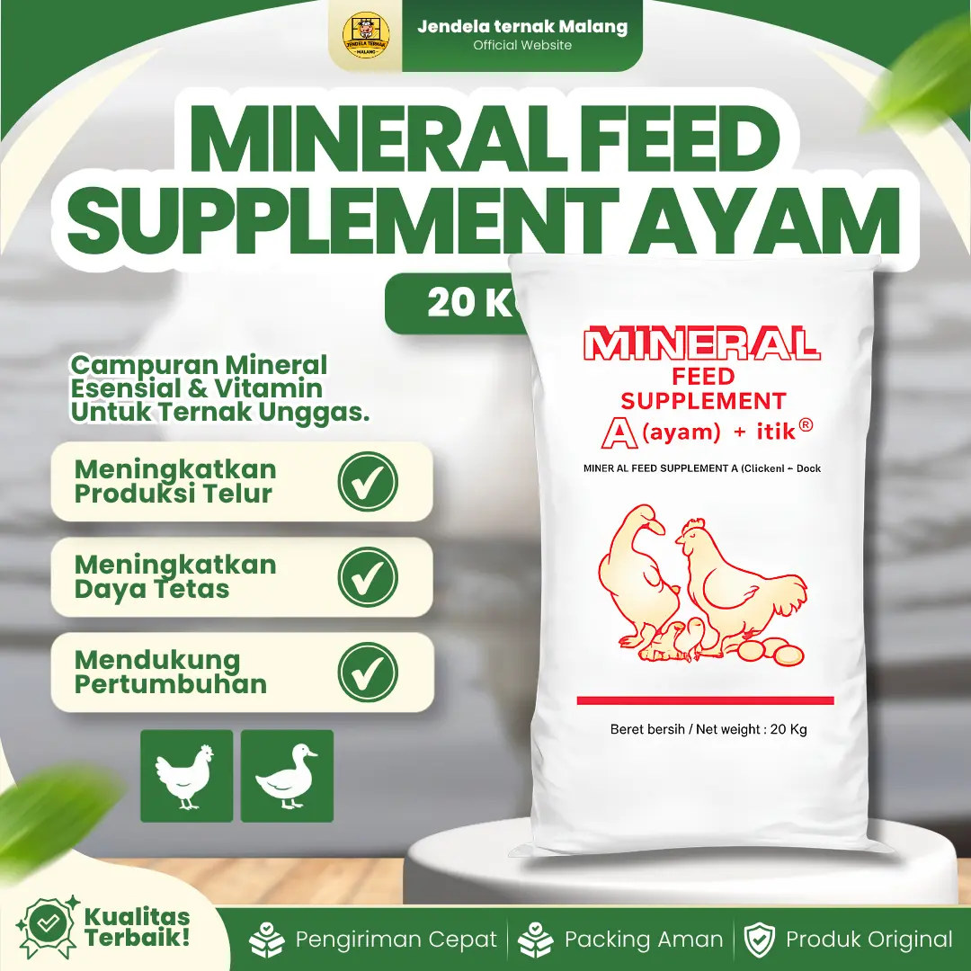 MINERAL FEED SUPPLEMENT AYAM 20 KG (1 ZAK) BY MEDION – Untuk Ayam Unggas Petelur Dan Pedaging