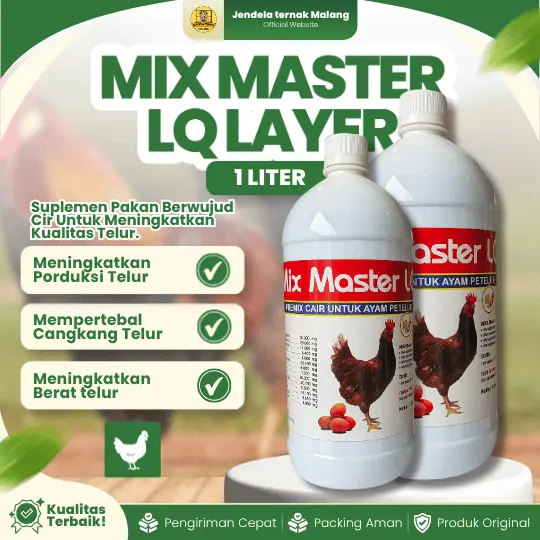 MIX MASTER LQ PREMIX LAYER – Premix Cair Multivitamin dan Mineral Lengkap Untuk Ayam Petelur, Layer.