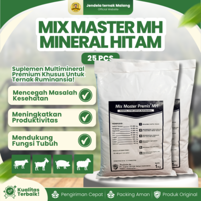 MIX MASTER PREMIX MINERAL HITAM MH 25 PCS (1 ZAK) – Multimineral Untuk mencegah Ambruk lumpuh Pada Ternak Ruminansia