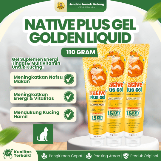 NATIVE PLUS GEL GOLDEN LIQUID 110 GRAM BY OLIVE CARE - Vitamin Kucing Pelengkap Kebutuhan Nutrisi.