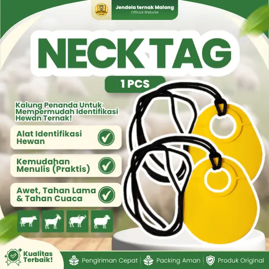 NECK TAG 1 PCS – Kalung Penanda Untuk Hewan Ternak Kambing, Domba, Sapi, Dll.