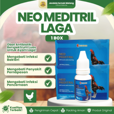 NEO MEDITRIL LAGA 15 ML 1 BOX (12 BOTOL) – Untuk Masalah Snot dan Ngorok Pada Ayam Unggas