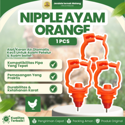 NIPPLE AYAM ORANGE ECER – Nipple Drinker Ball Type Untuk Ayam Atau Unggas Lainnya.