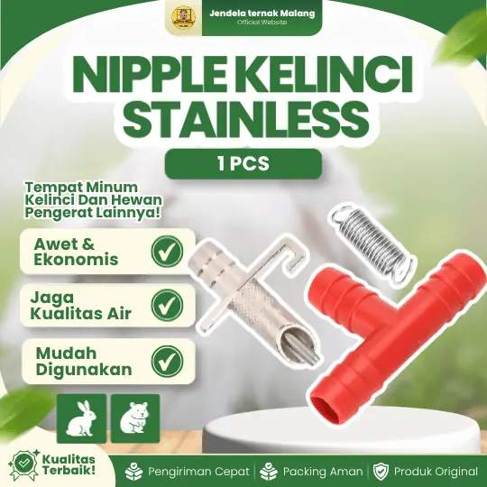 NIPPLE KELINCI STAINLESS 1 PCS – Nippel untuk Hamster Marmut Kelinci Otomatis