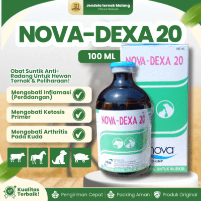 NOVA-DEXA 20 100 ML –  Anti Inflamasi Atau Alergi,Ketosis, Arthritis Pada Hewan Ternak.